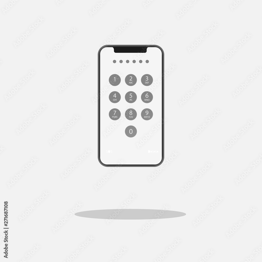 Keypad for on smartphone screen. Application Interface on mobile phone. Vector illustration of a keypad for a touchscreen device. EPS 10. Keypad for on smartphone screen. Application Interface on mobile phone. Vector illustration of a keypad for a touchscreen device. EPS 10.