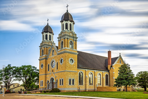 Damar, KS USA - Beautiful St. Joseph Catholic Church in the French-American Village of Damar in Western Kansas