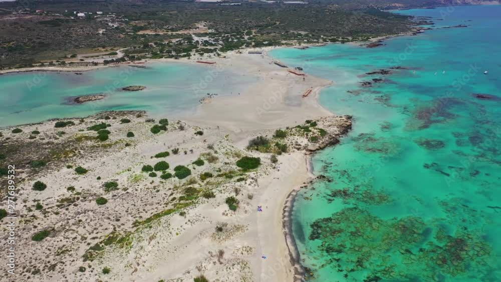 custom made wallpaper toronto digitalAerial drone panoramic view video of famous exotic paradise sandy deep emerald beach of Elafonissi in South West Crete island, Greece