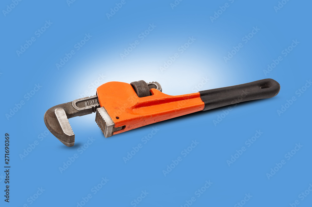 Red pipe wrench isolated on white background Red pipe wrench isolated on white background