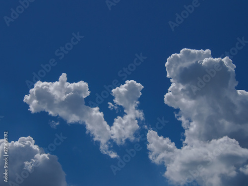 Beautiful blue sky and white clouds view during hot summer day