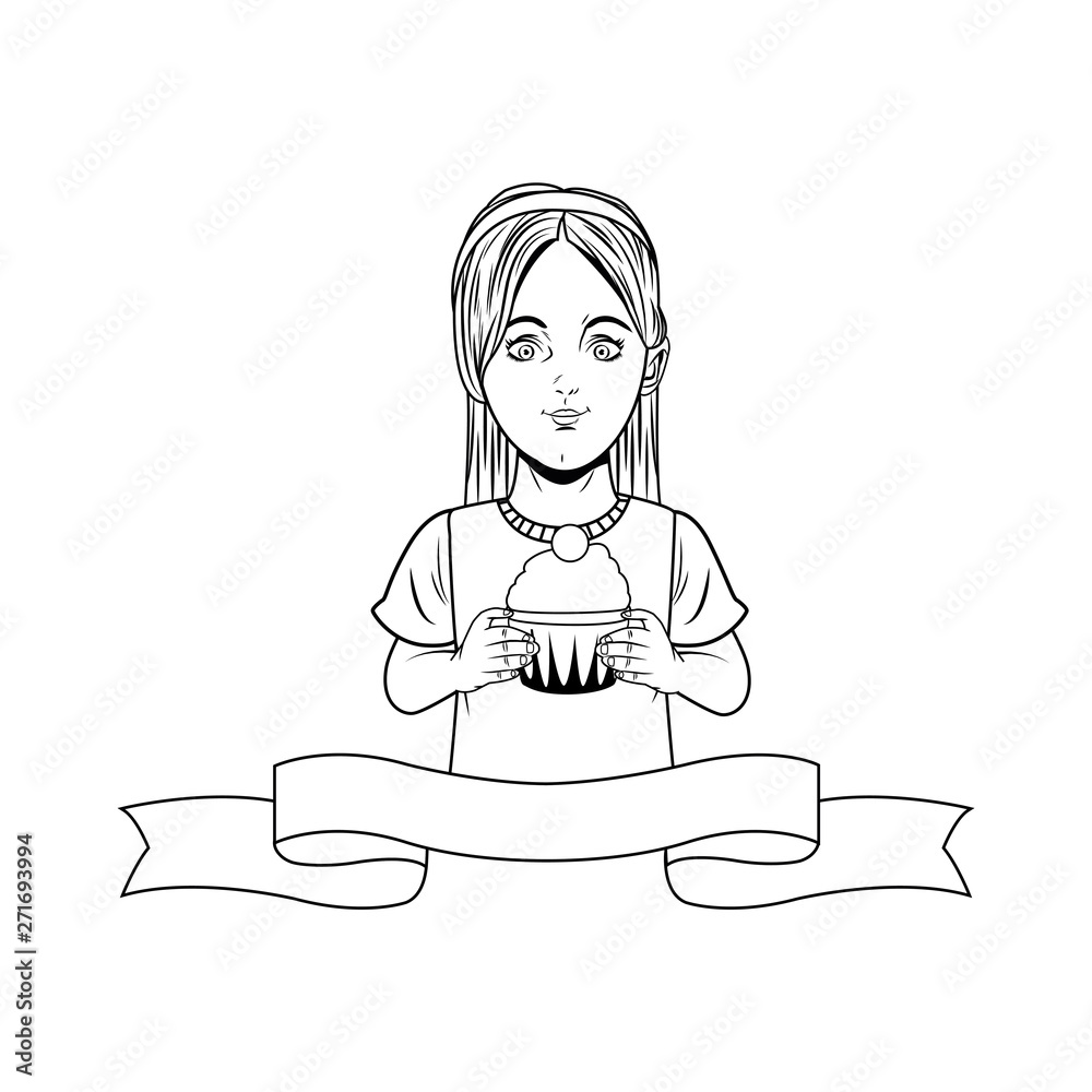 girl avatar portrait cartoon character black and white girl avatar portrait cartoon character black and white