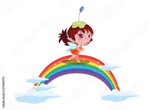 beautiful magic fairy in rainbow character