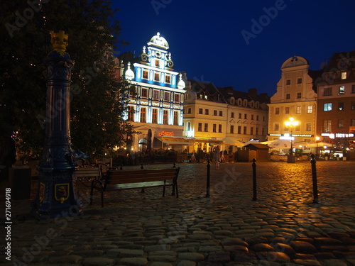 Szczecin's Old Town at night Poland