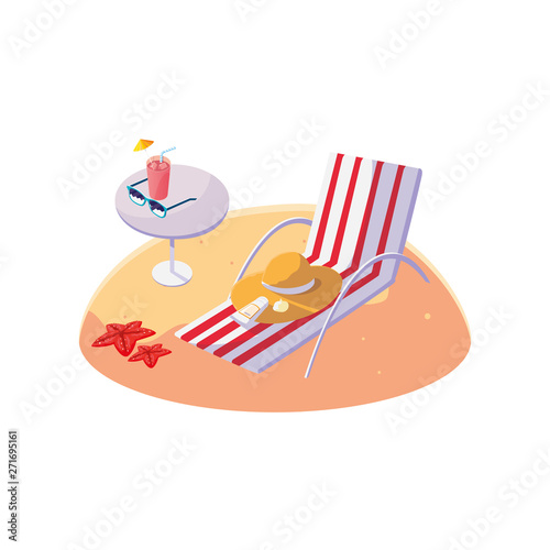summer sand beach with chair scene