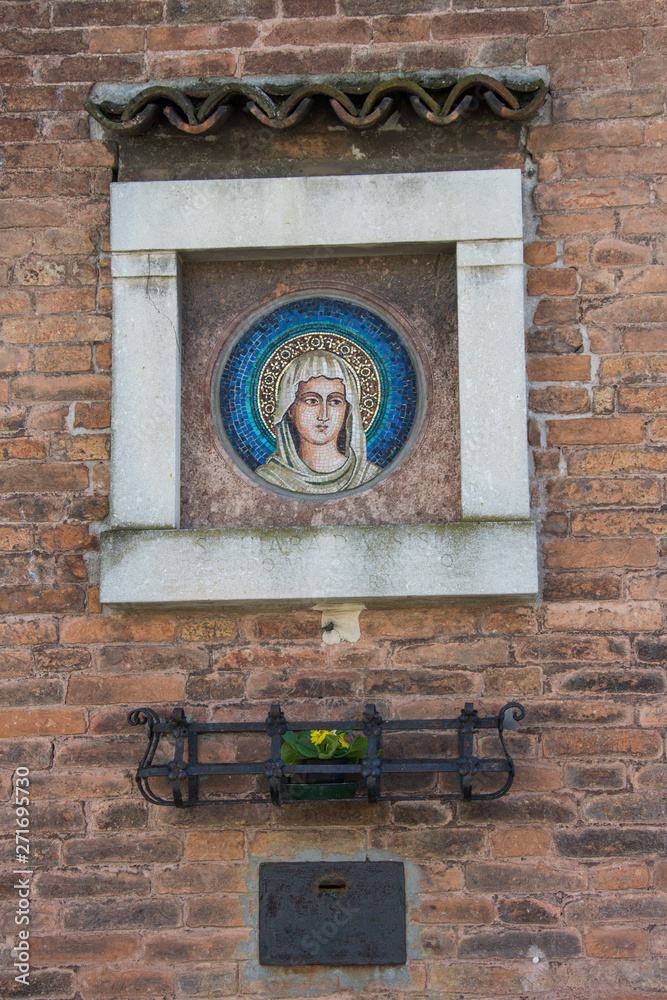mosaic on the church wall ,Nome di Gesù in Venice ,Italy, 2019