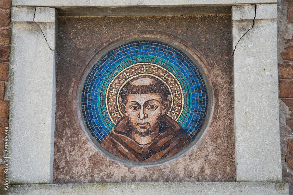 mosaic on the church wall ,Nome di Gesù in Venice ,Italy, 2019 mosaic on the church wall ,Nome di Gesù in Venice ,Italy, 2019