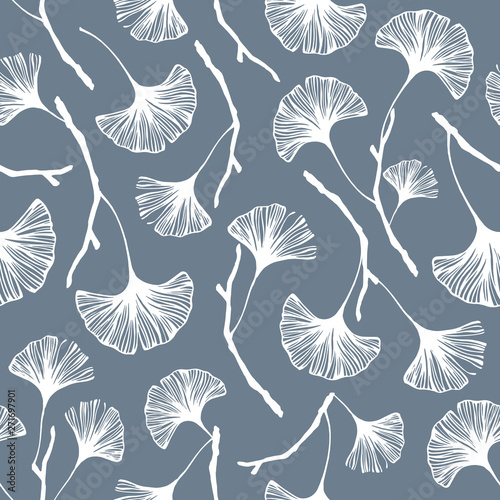 Seamless pattern with ginkgo leaves.