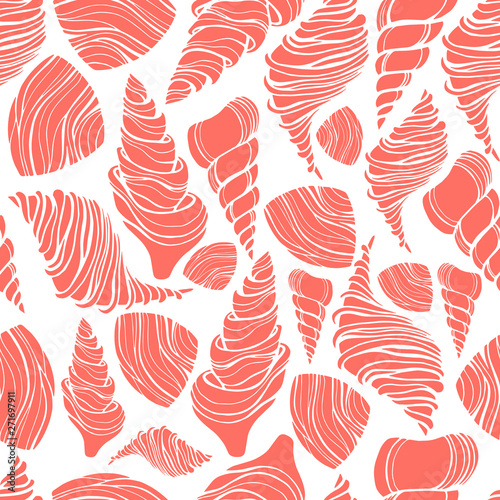 Seamless pattern with seashells.