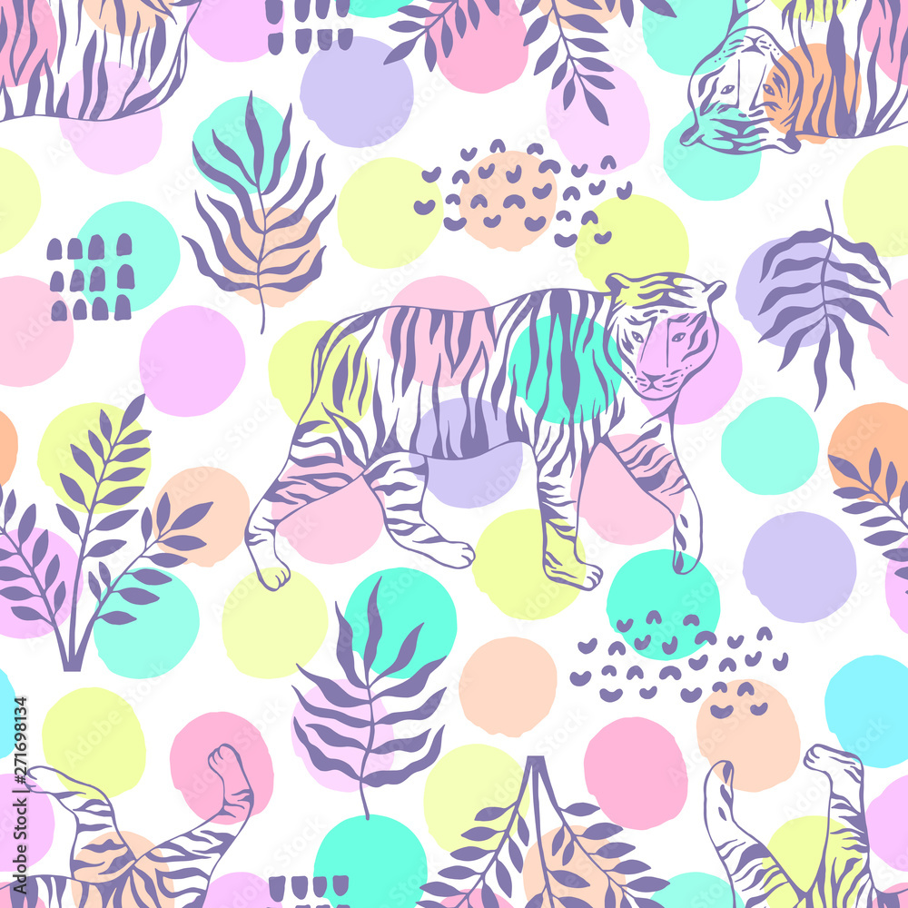 Fototapeta premium Tropical seamless pattern. Safari wallpaper.