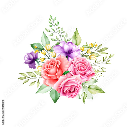 elegant watercolor bouquet wedding template © lukasdedi