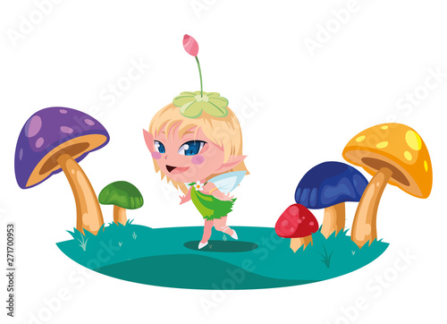 beautiful magic fairy in the fungus camp