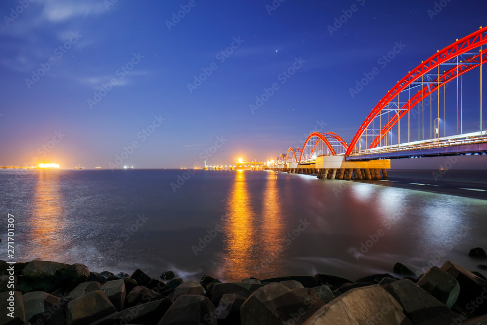 Naklejka premium cargo terminals in the evening