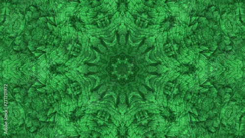 3D Looped abstract green colored kaleidoscope.