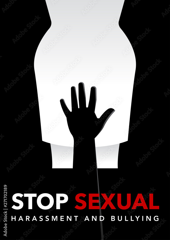 hand of a man touching on woman groin area vector illustration. violence  against women. sexual harassment concept Stock Vector