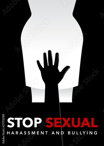 hand of a man touching on woman groin area vector illustration. violence  against women. sexual harassment concept Stock Vector