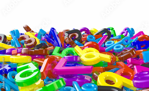 A lot of colors numbers background 3d rendering