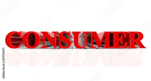 3D CONSUMER word on white background 3d rendering