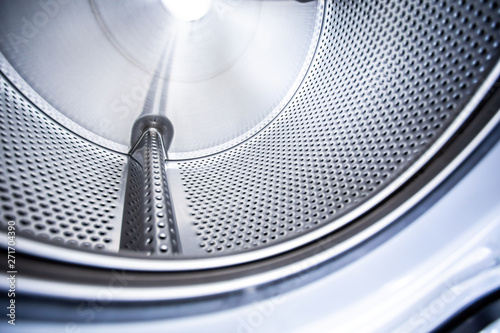 Close up photo of inside washing machine drum
