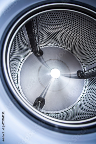 Close up photo of inside washing machine drum