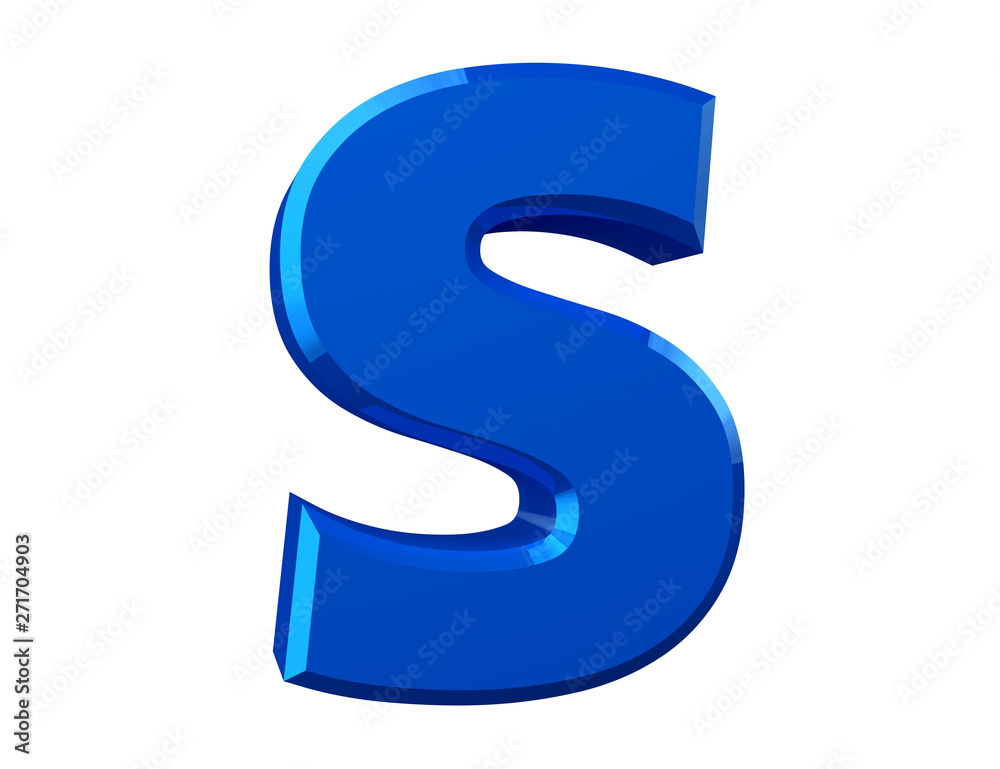 the blue letter S on white background 3d rendering the blue letter S on white background 3d rendering