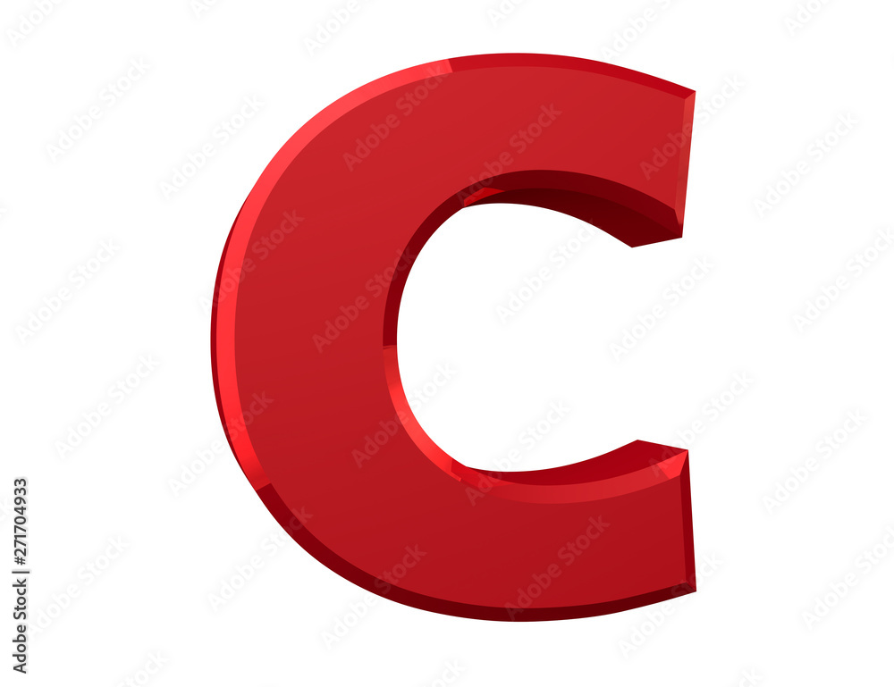 the red letter C on white background 3d rendering the red letter C on white background 3d rendering