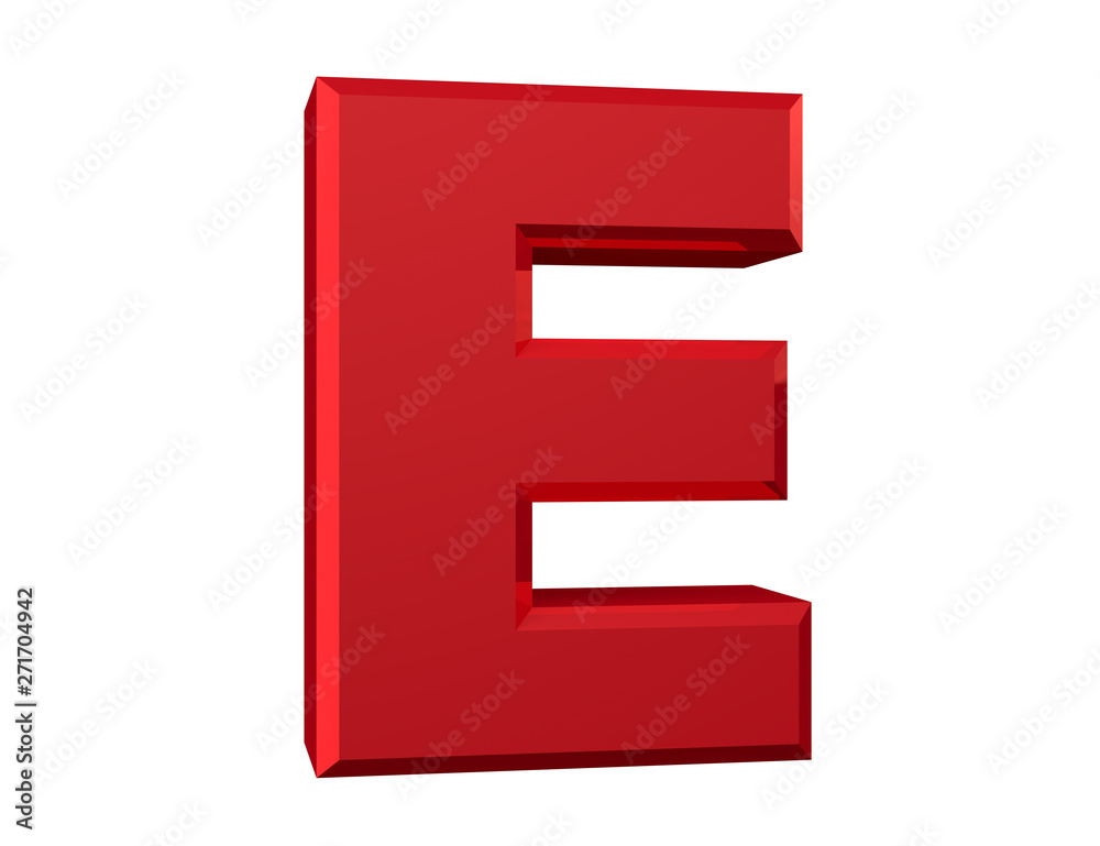 the red letter E on white background 3d rendering the red letter E on white background 3d rendering