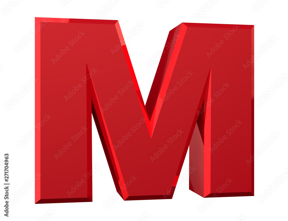 the red letter M on white background 3d rendering the red letter M on white background 3d rendering