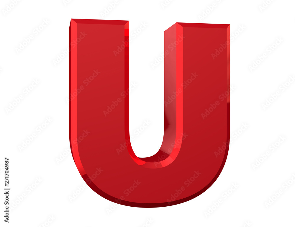 the red letter U on white background 3d rendering the red letter U on white background 3d rendering