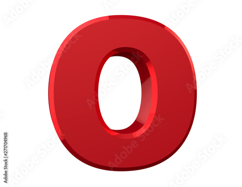 the red letter O on white background 3d rendering