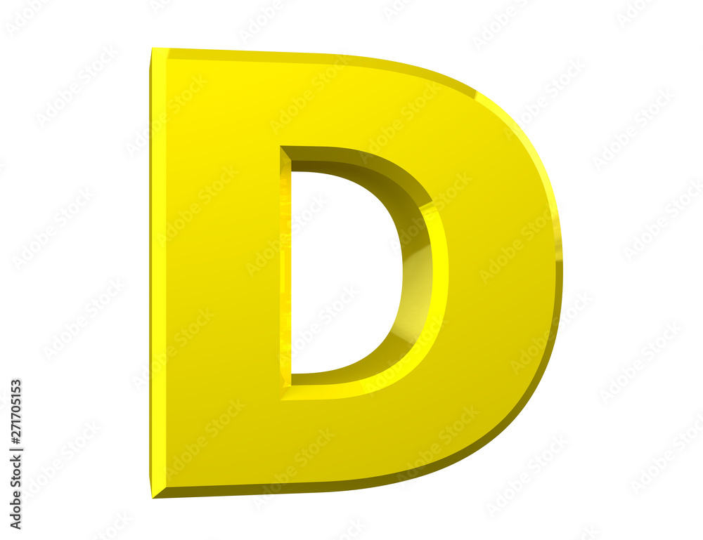 the yellow letter D on white background 3d rendering the yellow letter D on white background 3d rendering