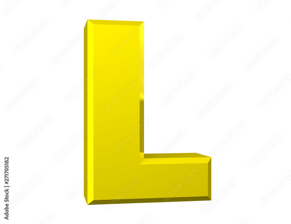 the yellow letter L on white background 3d rendering the yellow letter L on white background 3d rendering
