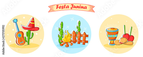 Festa Junina Celebration of Brazil festival in vector