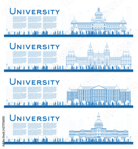 Outline Set of University Campus Study Banners.