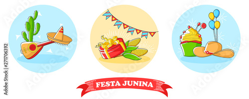 Festa Junina Celebration of Brazil festival in vector