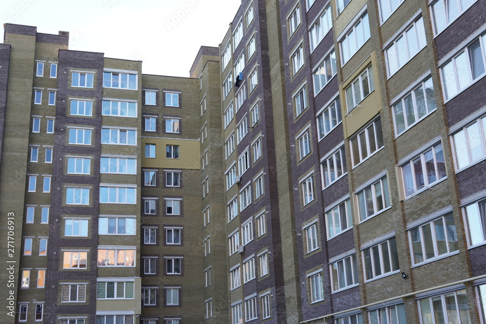 Modern condominium building real etate in city with blue sky