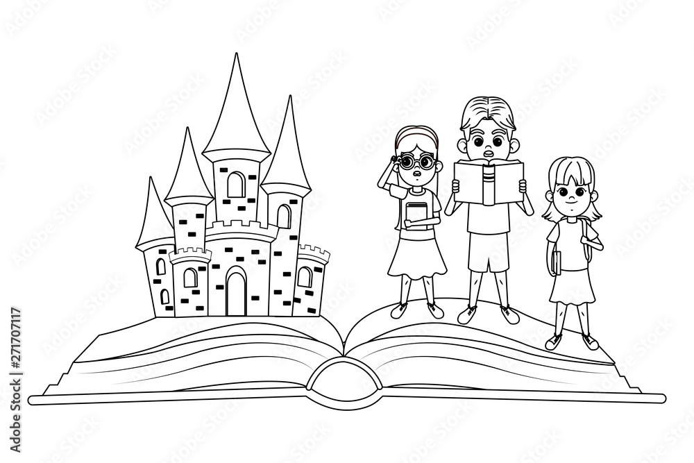 fantasy book with stories character black and white