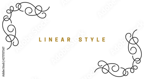 Decorative corner elements. Vintage, vector design elements, invitations, frames, menus, labels and websites. Graphics, vector. In a linear, antique style. On a white background.