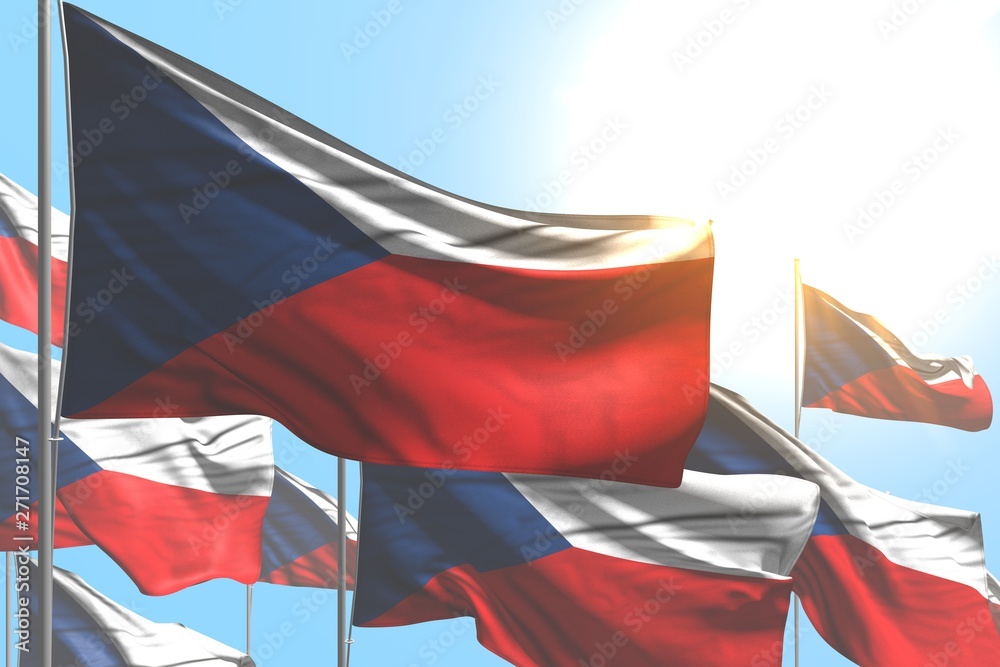 custom made wallpaper toronto digitalcute many Czechia flags are wave on blue sky background - any feast flag 3d illustration..