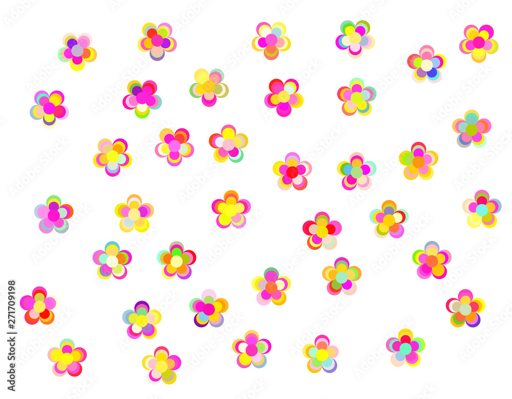 カラフルな暖色の花のアイコンセット Colorful warm flowers icon set