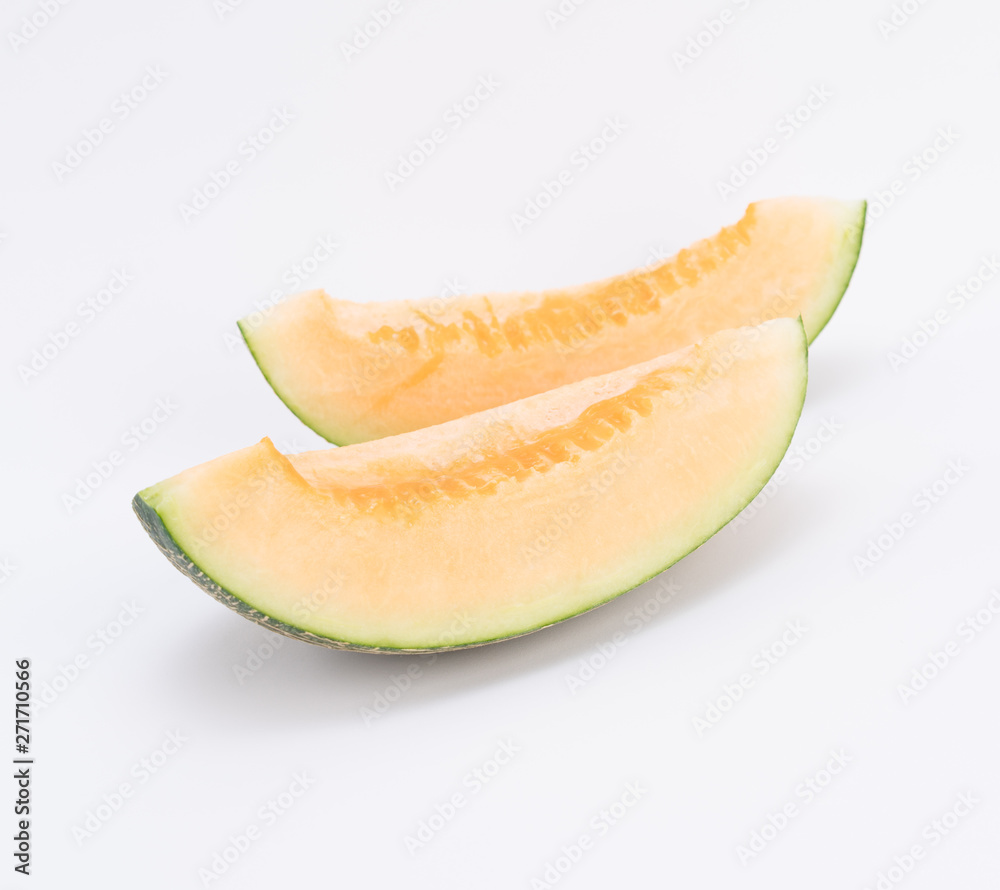 Cantaloupe melon on white background Cantaloupe melon on white background