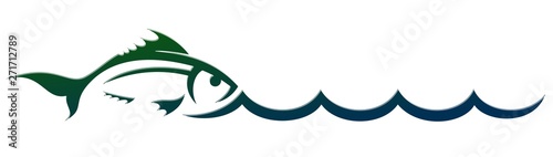 Symbol of a stylized sea fish with wave.
