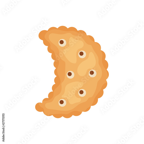 Cracker chips crescent shape isolated on white background. Biscuit cookies for breakfast, tasty snack food - vector illustration photo