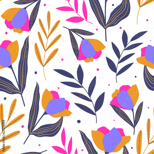 Floral seamless pattern for print  textile  wallpaper. Modern decorative floral background.