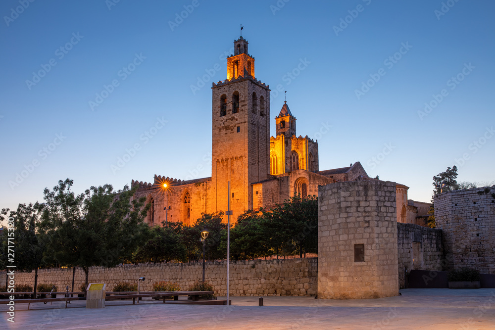 Monastery of Sant Cugat illuminated