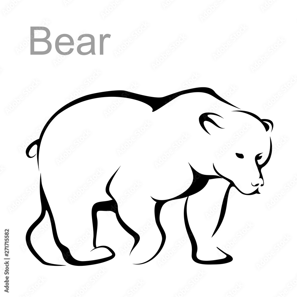 Bear image, outline, vector illustration. The bear is coming. Bear image, outline, vector illustration. The bear is coming.
