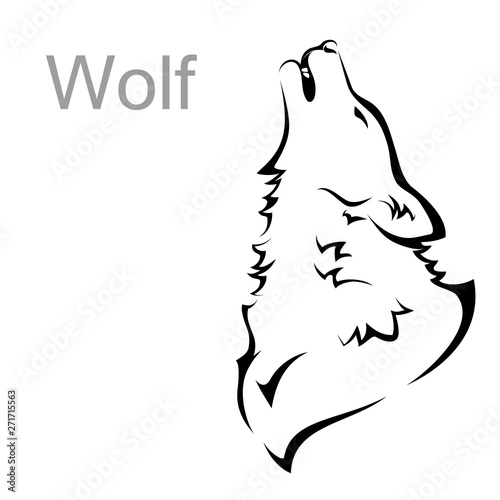 Image of a wolf head, vector image, tattoo.