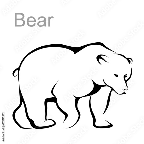 Bear image  outline  vector illustration. The bear is coming.