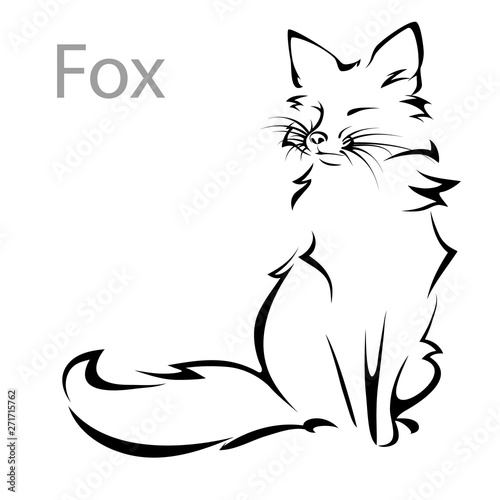 fox contour. Vector image of a fox. Tattoo, drawing
