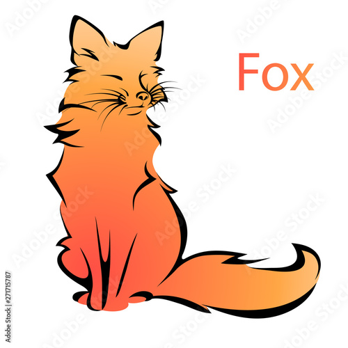 Picture of a red fox. Vector images of a fox. Tattoo, drawing